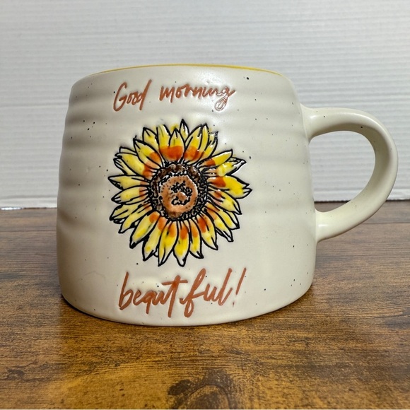 Boho Sunflower Coffee Mug Good Morning Beautiful 2 Sided Global Design Cocoa Cup - Picture 1 of 8